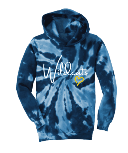 Navy Tie Dye Wildcats Heart