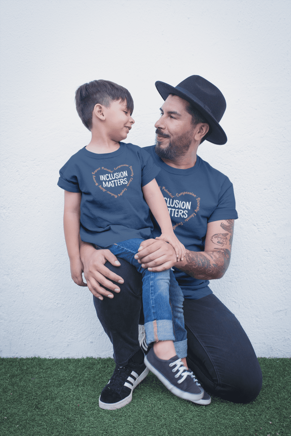 father-and-son-wearing-t-shirts-mockup-against-a-white-wall-a20295