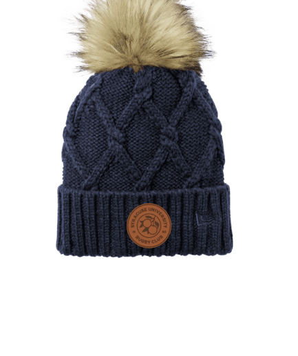 Syracuse Leather Patch Pom Cuffed Beanie $30